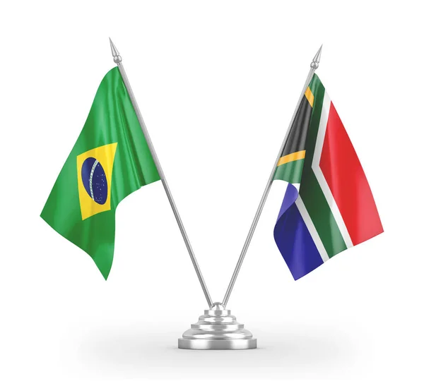 Dél-Afrika és Brazília tábla zászlók elszigetelt fehér 3d renderelés — Stock Fotó