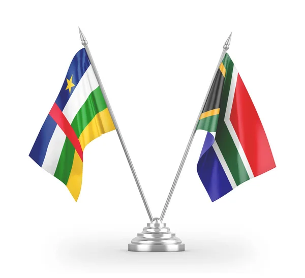 South Africa and Central African Republic table flags isolated on white 3D rendering — ストック写真