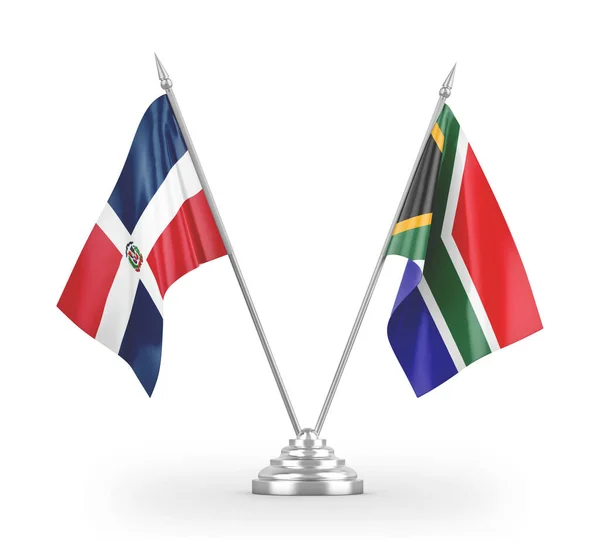 Jižní Afrika a Dominikánská republika tabulky vlajky izolované na bílém 3D vykreslování — Stock fotografie