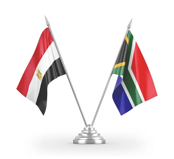 Dél-Afrika és Egyiptom tábla zászlók elszigetelt fehér 3d renderelés — Stock Fotó