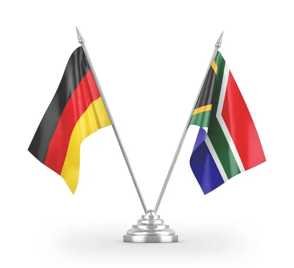 Zuid-Afrika en Duitsland tafelvlaggen geïsoleerd op witte 3d rendering — Stockfoto