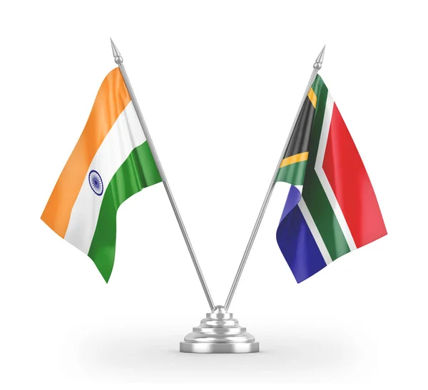 Dél-Afrika és India tábla zászlók elszigetelt fehér 3d renderelés — Stock Fotó
