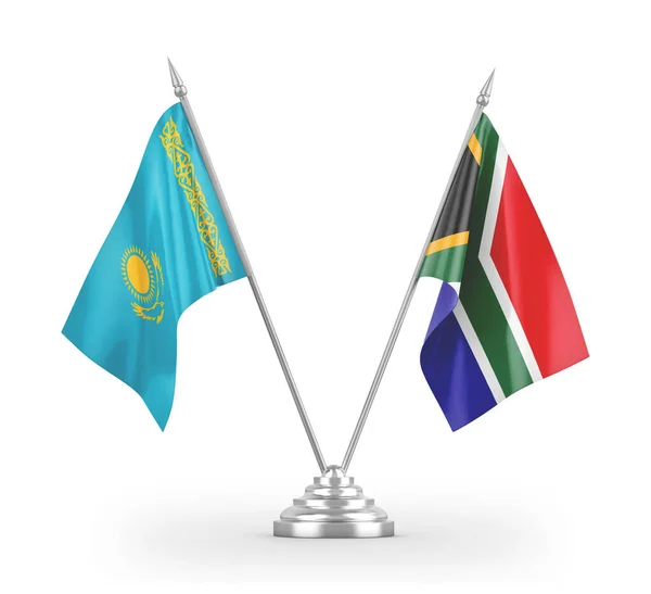 Dél-Afrika és Kazahsztán tábla zászlók elszigetelt fehér 3d renderelés — Stock Fotó