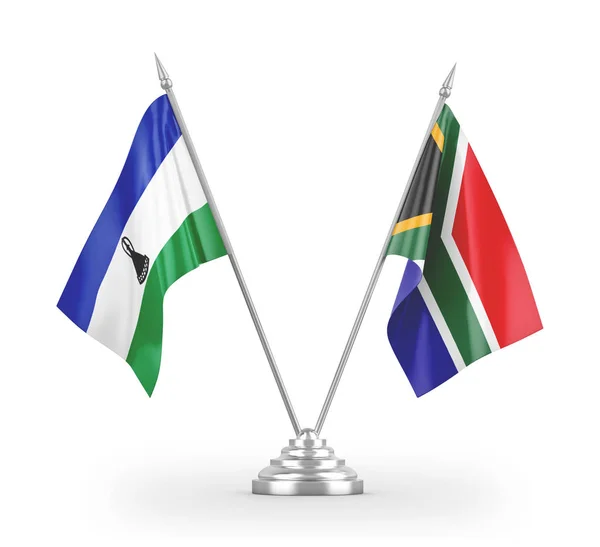 Dél-Afrika és Lesotho tábla zászlók elszigetelt fehér 3d renderelés — Stock Fotó