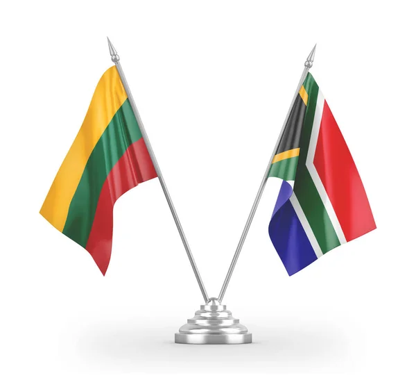 Dél-Afrika és Litvánia tábla zászlók elszigetelt fehér 3d renderelés — Stock Fotó