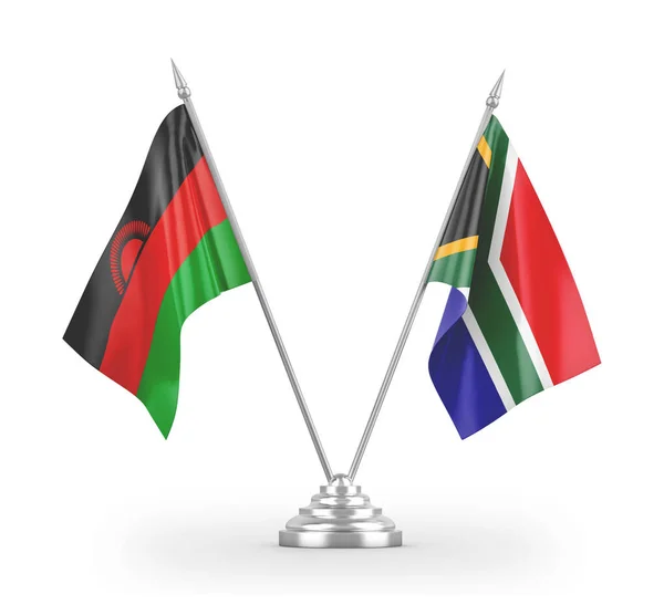 Dél-Afrika és Malawi tábla zászlók elszigetelt fehér 3d renderelés — Stock Fotó