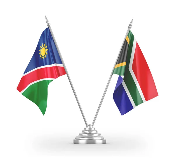 Dél-Afrika és Namíbia tábla zászlók elszigetelt fehér 3d renderelés — Stock Fotó