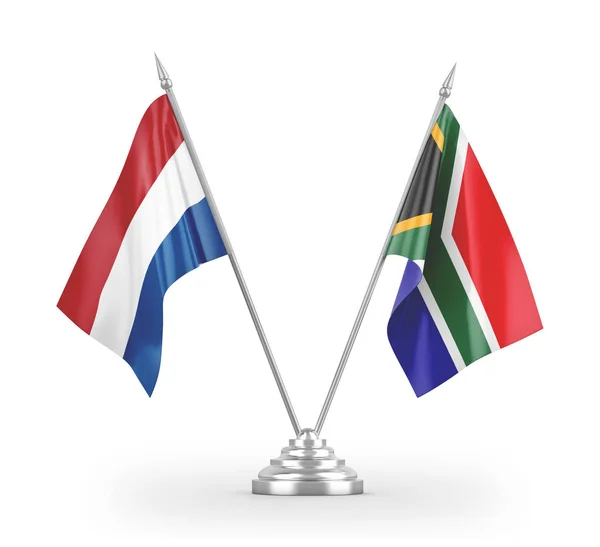 Dél-Afrika és Hollandia tábla zászlók elszigetelt fehér 3d renderelés — Stock Fotó