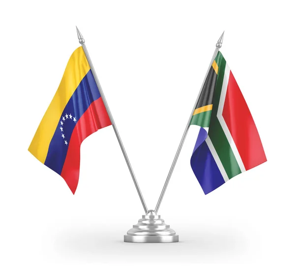 Dél-Afrika és Venezuela tábla zászlók elszigetelt fehér 3d renderelés — Stock Fotó