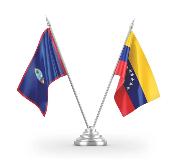 Βενεζουέλα και Guam επιτραπέζια σημαίες απομονώνονται σε λευκό 3d απόδοση — Φωτογραφία Αρχείου