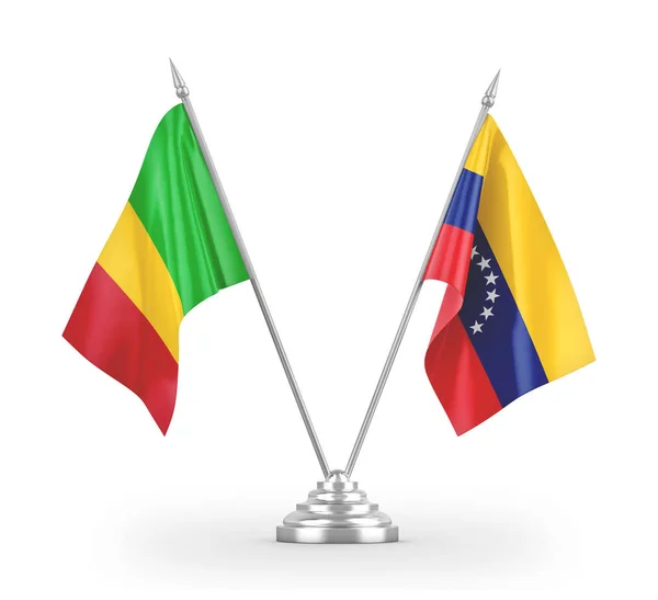 Βενεζουέλα και το Μάλι επιτραπέζια σημαίες απομονώνονται σε λευκό 3d απόδοση — Φωτογραφία Αρχείου