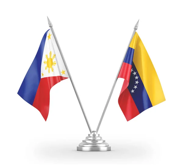 Venezuela and Philippines table flags isolated on white 3D rendering — Stock Photo, Image
