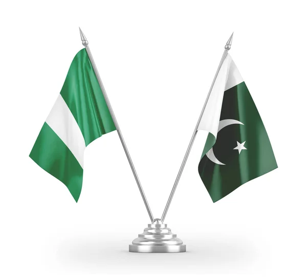 Pákistán a Nigérie tabulky vlajky izolované na bílém 3D vykreslování — Stock fotografie