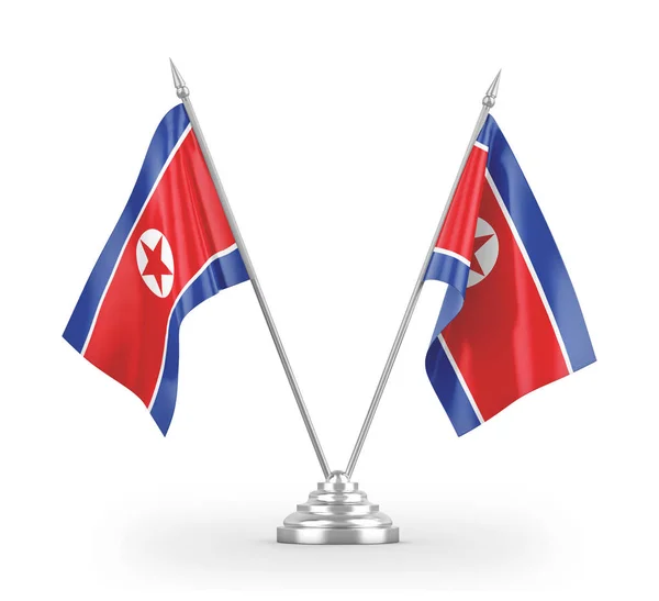 Noord-Korea tafelvlaggen geïsoleerd op witte 3d rendering — Stockfoto