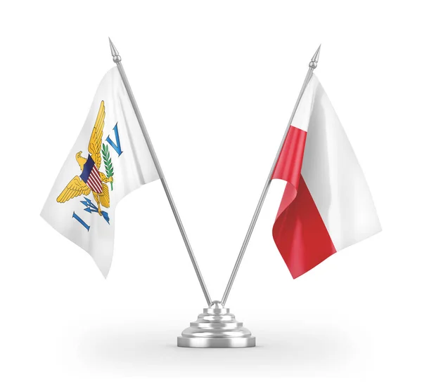 Polska i Wyspy Dziewicze Stany Zjednoczone table flags isolated on white 3d rendering — Zdjęcie stockowe