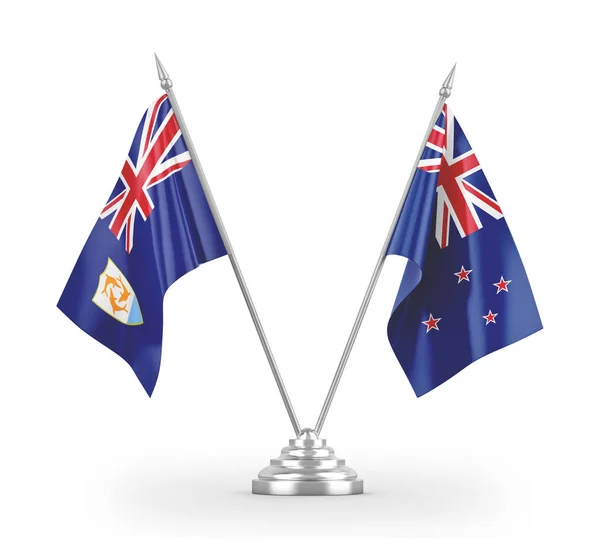 Új-Zéland és Anguilla tábla zászlók elszigetelt fehér 3d renderelés — Stock Fotó