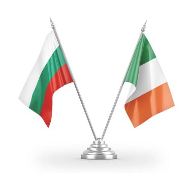 Ireland and Bulgaria table flags isolated on white 3D rendering 