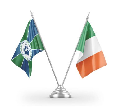 Ireland and Martinique table flags isolated on white 3D rendering