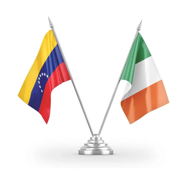 Ιρλανδία και Βενεζουέλα σημαίες πίνακα απομονώνονται σε λευκό 3d απόδοση — Φωτογραφία Αρχείου