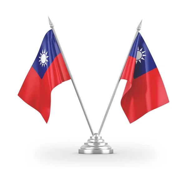 Тайваньские табличные флаги, изолированные на белом 3D рендеринге — стоковое фото