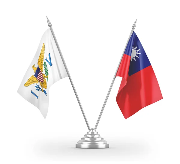 Тайвань и Виргинские острова США табличные флаги изолированы на белом 3D рендеринге — стоковое фото