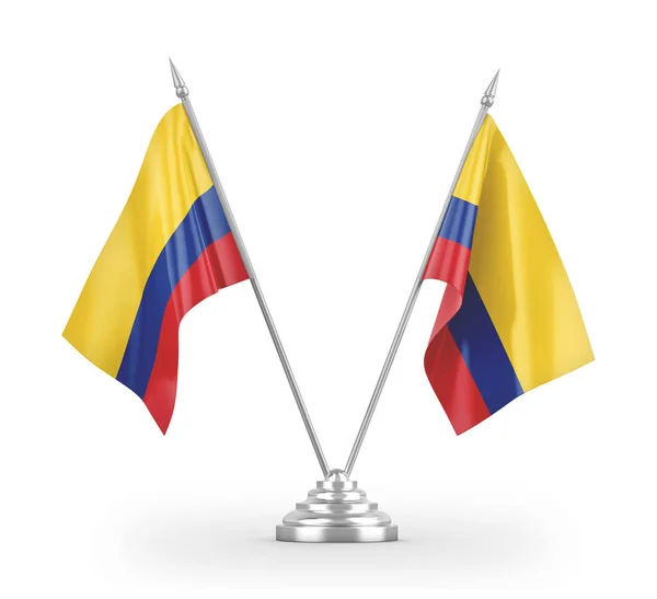 Colombia table flags isolated on white 3D rendering — Stock Photo, Image
