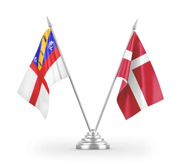 Dánsko Herm Tabulky Vlajky Izolované Bílém Pozadí Vykreslování — Stock fotografie