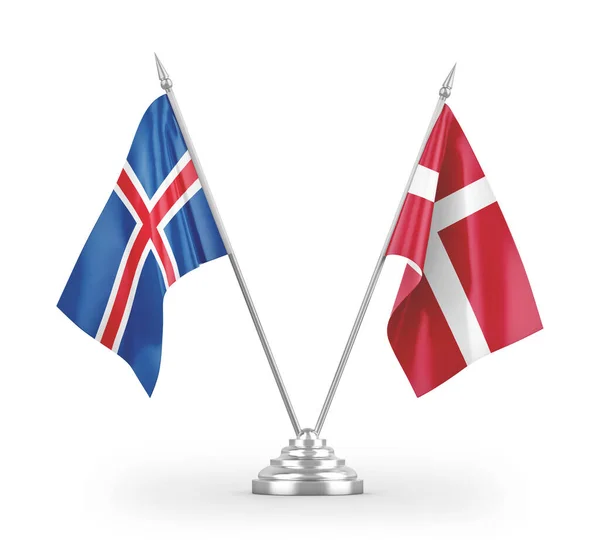 Флаги Дании Исландии Изолированы Белом Фоне Рендеринга — стоковое фото