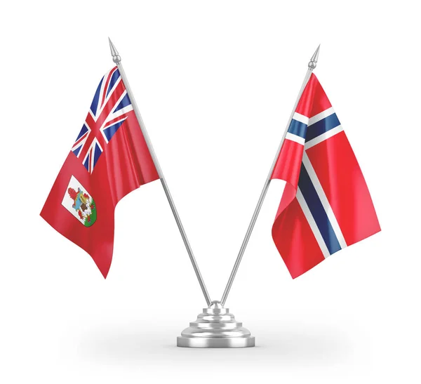 Bandeiras Mesa Noruega Bermudas Isoladas Fundo Branco Renderização — Fotografia de Stock