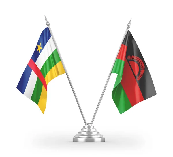 Banderas Mesa Malawi República Centroafricana Aisladas Sobre Fondo Blanco — Foto de Stock