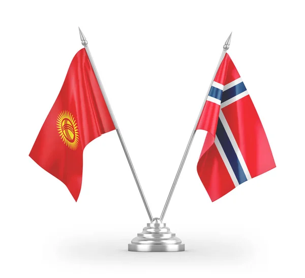 Banderas Mesa Noruega Kirguistán Aisladas Sobre Fondo Blanco —  Fotos de Stock