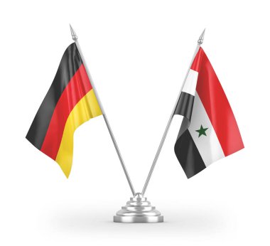 Suriye ve Almanya 'nın bayrakları beyaz arkaplan 3D görüntüleme üzerinde izole edildi