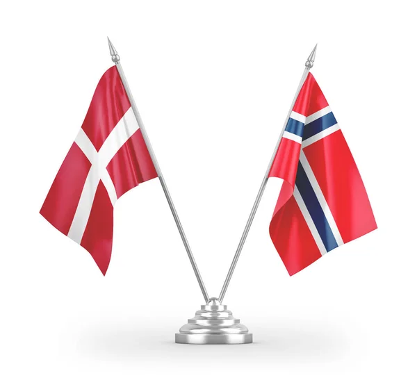 Banderas Mesa Noruega Dinamarca Aisladas Sobre Fondo Blanco —  Fotos de Stock
