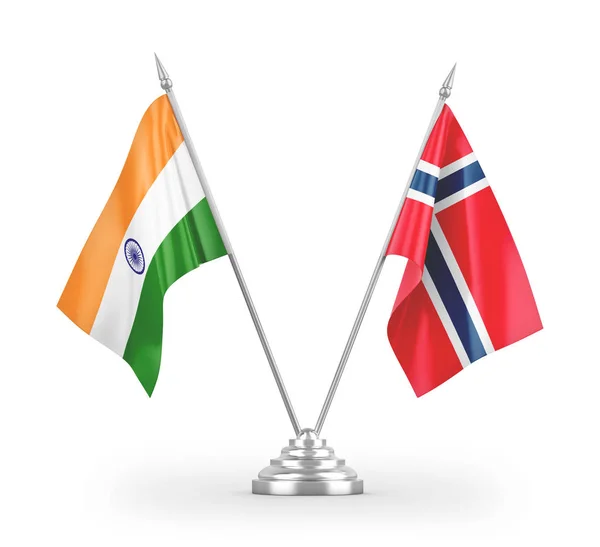 Norsko Indie Tabulky Vlajky Izolované Bílém Pozadí Vykreslování — Stock fotografie