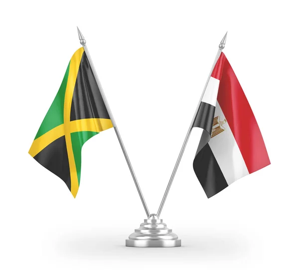 Banderas Mesa Egipto Jamaica Aisladas Sobre Fondo Blanco — Foto de Stock