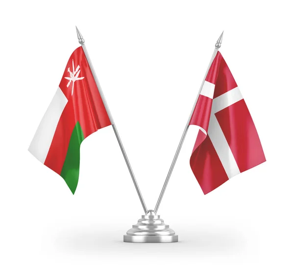 Dania Oman Table Flagi Izolowane Białym Tle Renderowania — Zdjęcie stockowe