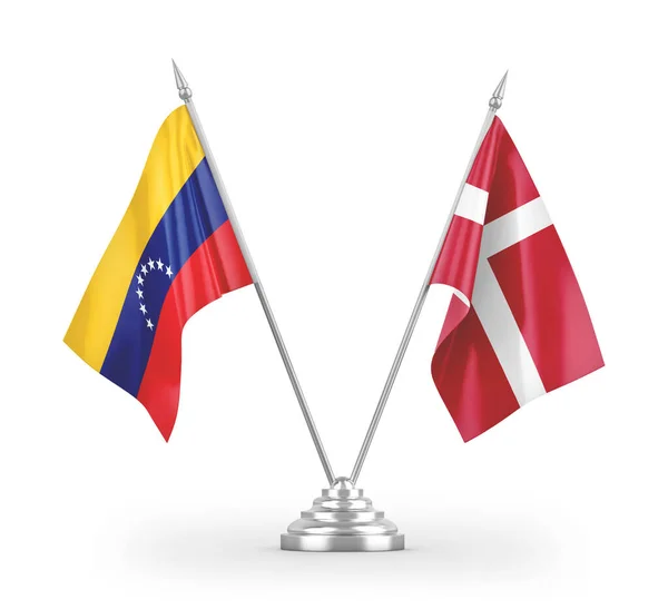 Dánsko Venezuela Tabulky Vlajky Izolované Bílém Pozadí Vykreslování — Stock fotografie