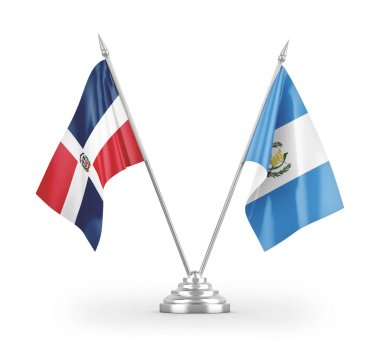 Guatemala ve Dominik Cumhuriyeti bayrakları beyaz arkaplanda 3 boyutlu görüntüleme