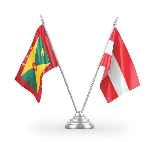 Flagi Tabeli Austria Grenada Izolowane Białym Tle Renderowania — Zdjęcie stockowe