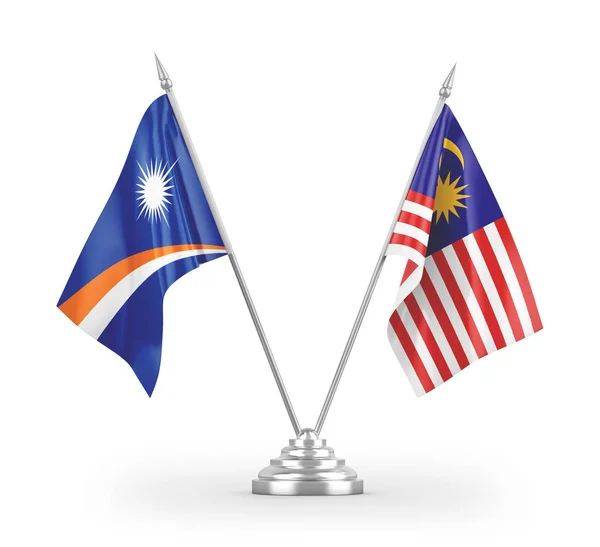 Malaysia Marshall Islands Table Flags Isolated White Background Rendering — Stock Photo, Image