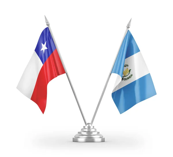 Guatemala Chili Tafelvlaggen Geïsoleerd Witte Achtergrond Rendering — Stockfoto