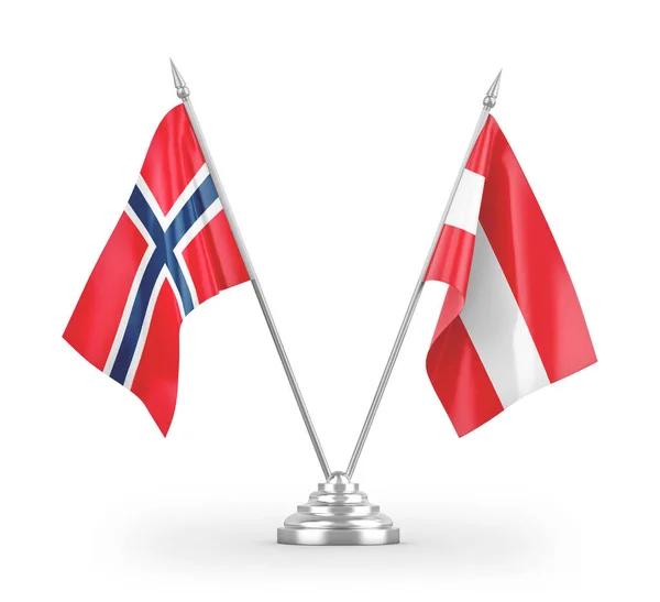 Rakousko Norsko Tabulky Vlajky Izolované Bílém Pozadí Vykreslování — Stock fotografie