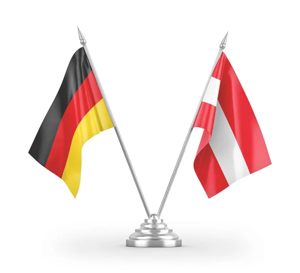 Австрійські Німецькі Настільні Прапори Ізольовані Білому Фоні Рендеринга — стокове фото