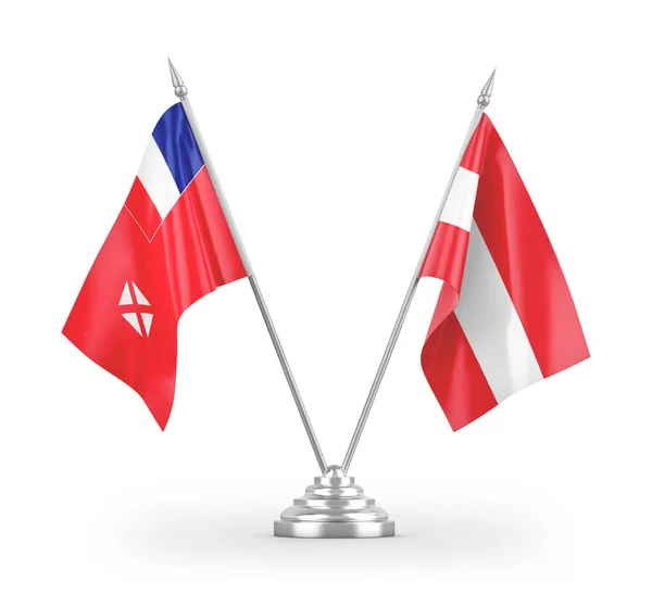 Austria Wallis Flagi Stołowe Futuna Izolowane Białym Tle Renderowania — Zdjęcie stockowe