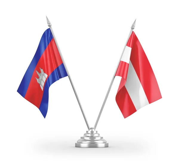 오스트리아와 캄보디아 테이블 플래그 렌더링에 — 스톡 사진