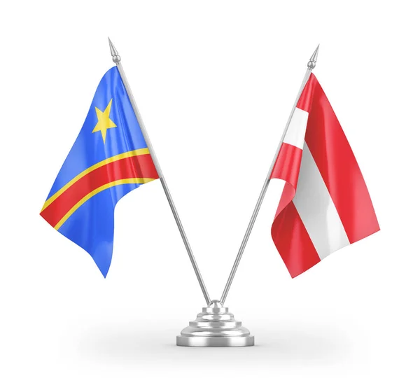 Banderas Mesa Austria República Democrática Del Congo Aisladas Sobre Fondo — Foto de Stock