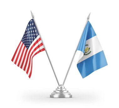 Guatemala ve ABD bayrakları beyaz arkaplanda 3 boyutlu görüntüleme