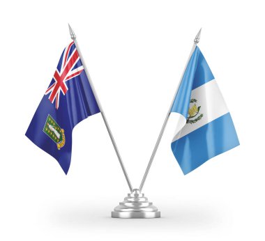 Guatemala ve Virgin Adaları İngiliz bayrakları beyaz zemin üzerinde izole edilmiş 3D görüntüleme