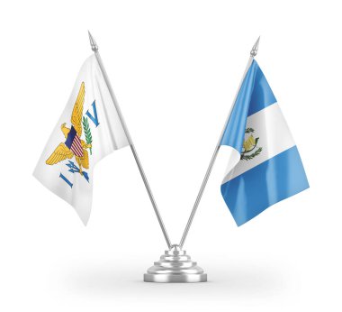 Guatemala ve Virgin Adaları Amerika Birleşik Devletleri masa bayrakları beyaz zemin üzerinde izole edilmiş 3D görüntüleme