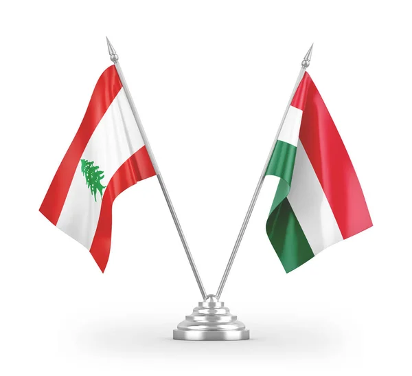 Hungary Lebanon Table Flags Isolated White Background Rendering — Stock Photo, Image